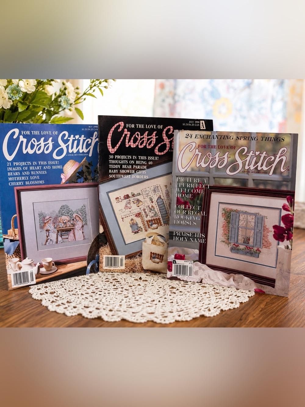 Vintage 90s Cross Stitch Magazines Lot of 3 For the Love of Cross Stitch NEW